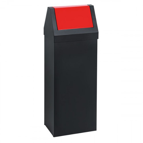 CESTINO GETTACARTE NERO CON SPORTELLO BASCULANTE ROSSO