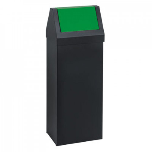 CESTINO GETTACARTE NERO CON SPORTELLO BASCULANTE VERDE