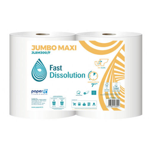 IGIENICA JUMBO MAXI 300 MT NO CLOG 6 PZ