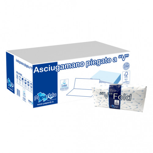 ASCIUGAMANO PIEGATO A V PURA CELLULOSA 2 VELI ECOLABEL 3150 PZ