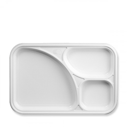VASSOIO 3 SCOMPARTI IN PLASTICA BIANCA 50 PZ